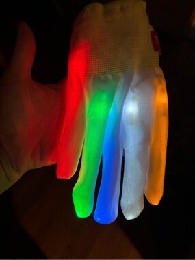 Dude Perfect LED Light-Up Gloves with Multicolor Fingers NWOT